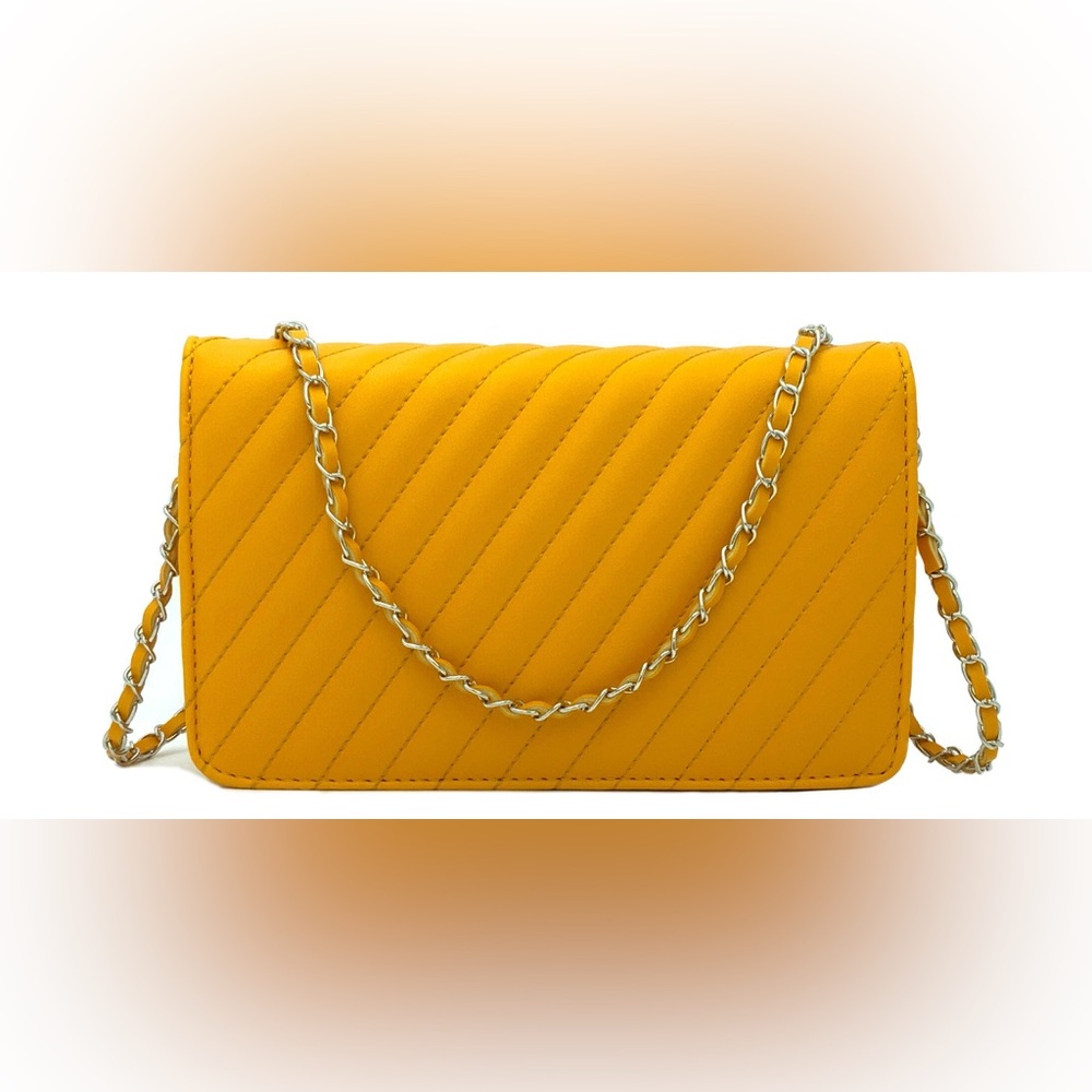 New Badgley Mischka Yellow Chain Yellow Crossbody - Picture 3 of 3